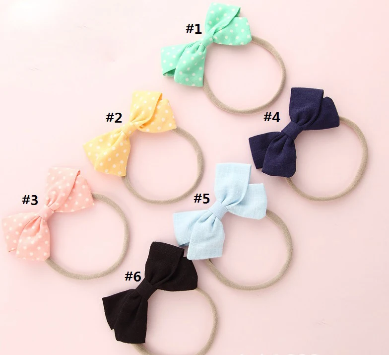 

36pc/lot Girls Cotton Fabric Bows Nylon Headband,Dot Polka Hair Bow With Nylon Headband Girls Children Hair Accessories