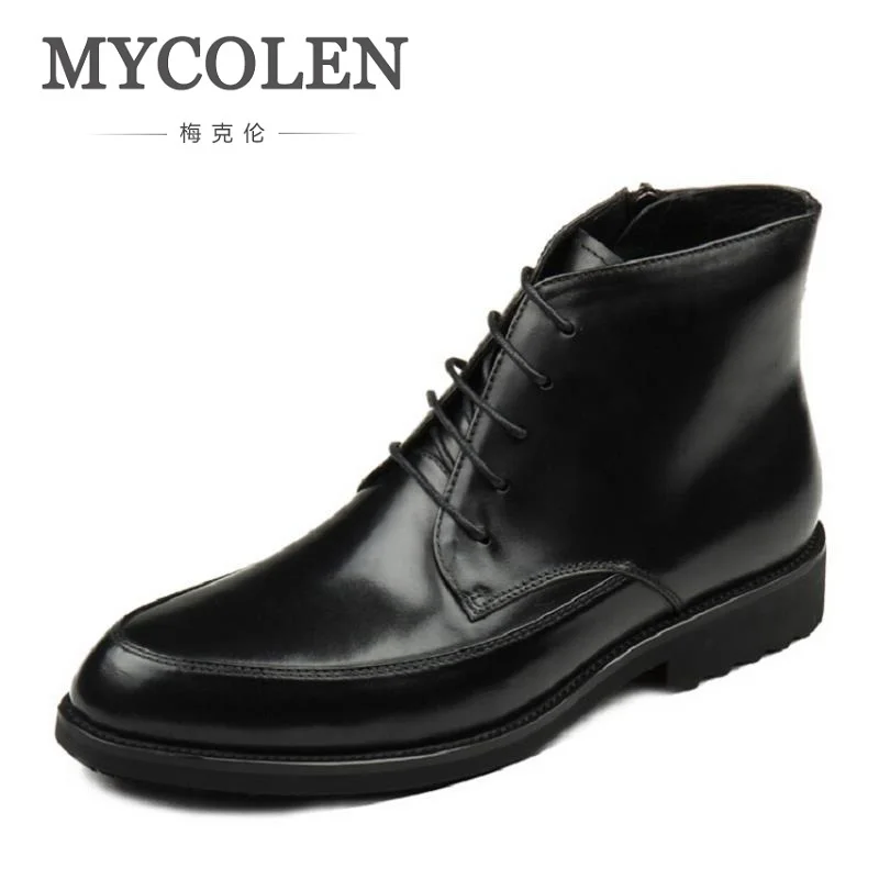

MYCOLEN Autumn Winter Men Boots New Fashion British Style Men Shoes Casual Fashion High-Cut Lace-Up Leather Boot Chaussure Homme
