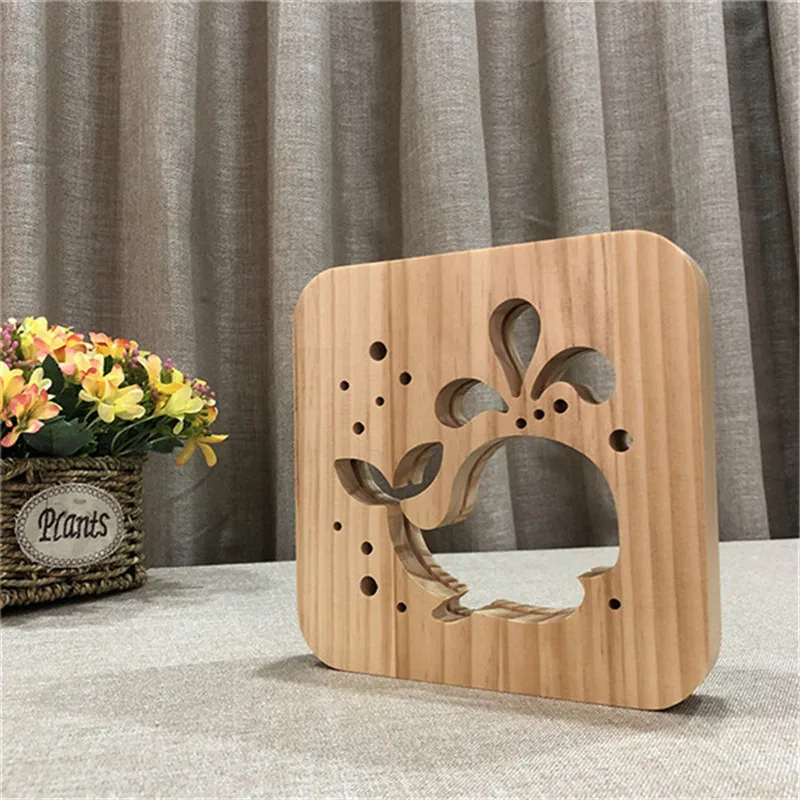 Кит Форма деревянный 3D Иллюзия Лампы Резьба творческий светодиодный ночник USB стол для детей подарок украшение дома Прямая