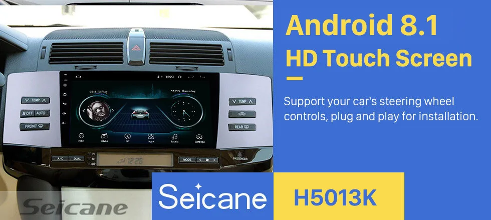 Perfect Seicane 9" Android 8.1 2din Car Autostereo For 2005-2009 Toyota Old REIZ Head unit GPS Navigation Support TPMS DVR Backup camera 0