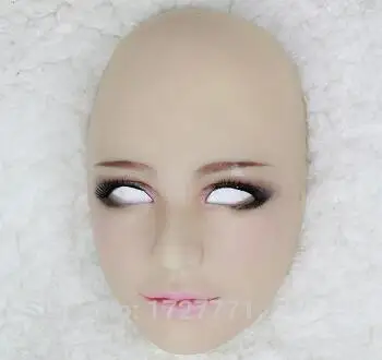 Ручной работы силиконовой резины половина Сексуальная Женская лицо кигуруми косплей Ching DMS маска кукла трансвестит - Цвет: Open eyes