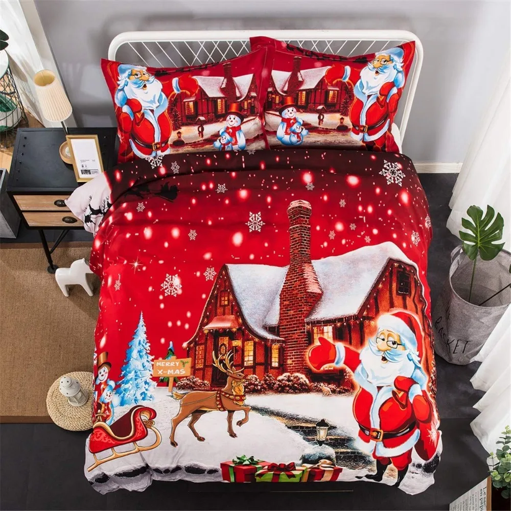 

Christmas Quilt Cover Bedding Set Twin Snowflake Reindeer Duvet Cover Set with Pillowcase Comforter Duvet Cover Set