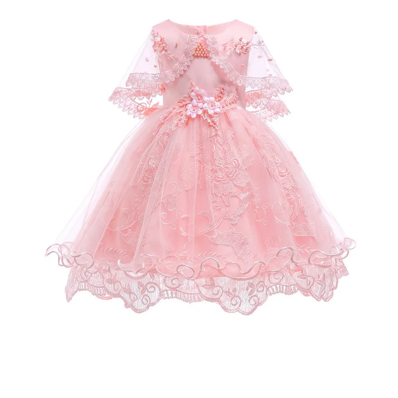 

2018 baby girl lace flower tulle pettiskirt dress wedding flower girl dress children dress Vestidos clothing children's clothing