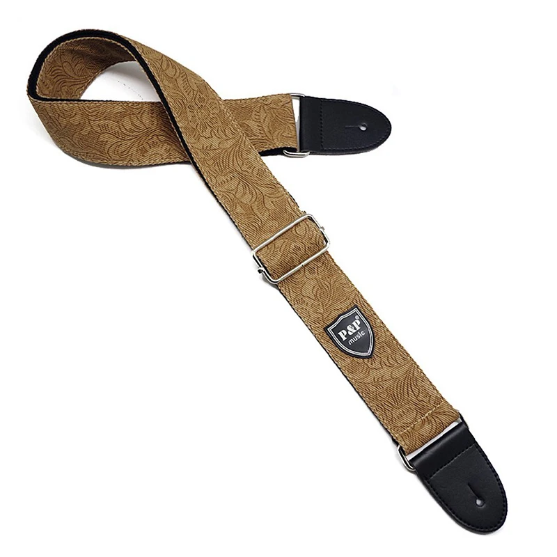 5 PCS of (P&P Adjustable Tan Denim Pattern Guitar Strap Electric Guitar