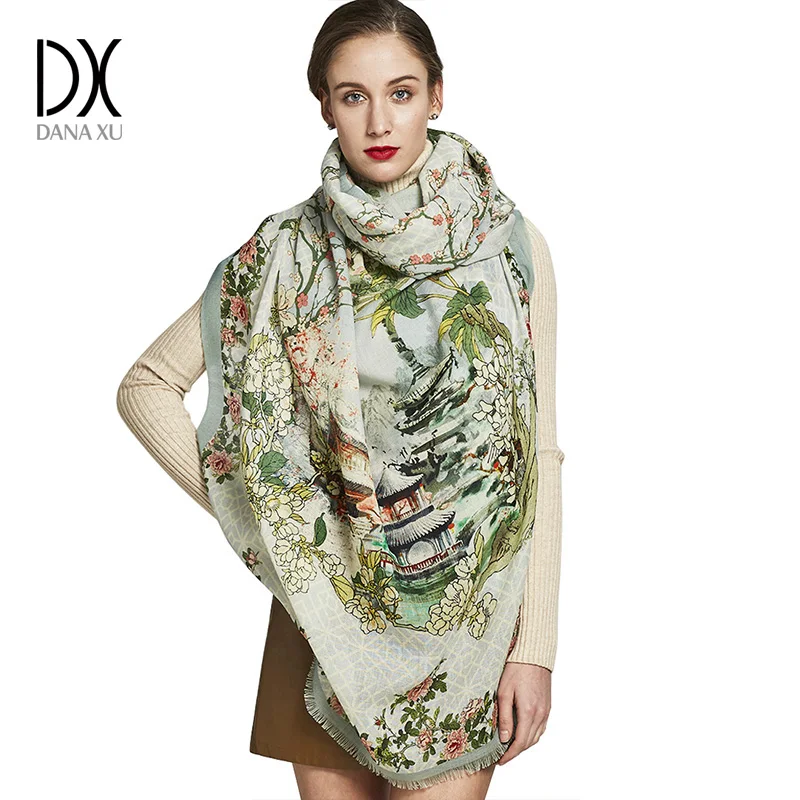 Kopen DANA XU Winter luxe Merk Plaid Kasjmier Sjaal Vrouwen Oversized Deken Wrap Lange Wol Sjaal Vrouwen Pashmina Sjaals