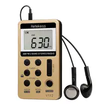 Горячая V112 мини портативный радио FM AM 2 Band цифровой карманный приемник динамик для Walkman с наушниками