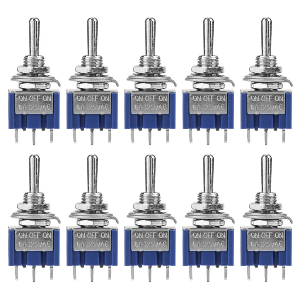 

10Pcs ON-OFF-ON Mini Toggle Switch SPDT ON-OFF-ON Switch 3-Position 3-Pin 6mm Toggle Switch MTS-103 6A 125VAC New Arrivl