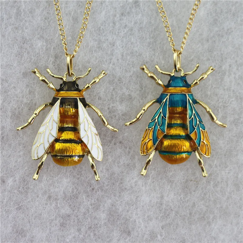 

Timlee N116 Free shipping,New Delicate Drip Oil Honeybee Insect Pendant Necklace Sweater Chain,Fashion Jewelry Wholesale