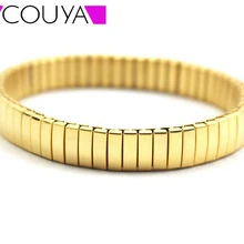 Модные 316L из нержавеющей стали золотого цвета эластичные браслеты для мужчин и женщин ювелирные изделия высокого качества