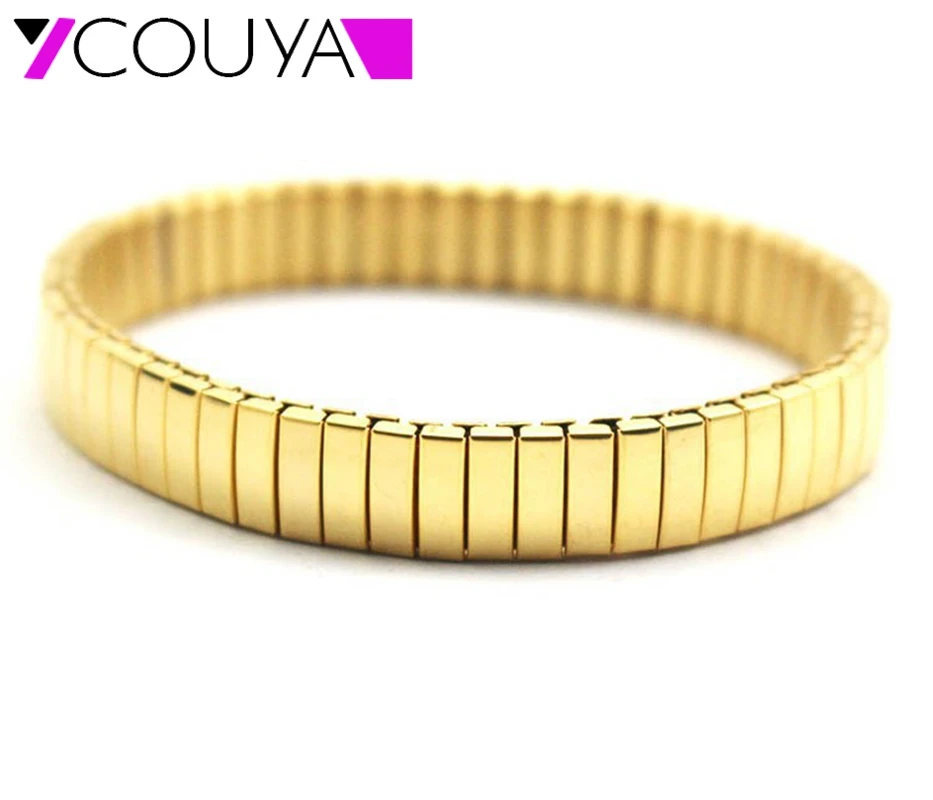 

2017 Fashion 316L stainless steel gold color stretch bracelets for men and women jewelry High quality Free shipping