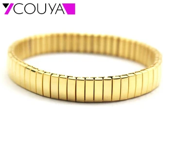 

2017 Fashion 316L stainless steel gold color stretch bracelets for men and women jewelry High quality Free shipping