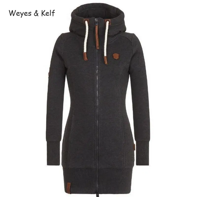 

Weyes & Kelf S-5xl Plus Size Hooded Zip-up Long Sleeved Hoodies Women 2018 Zipper Flim Sold Sweatshirt Women Hoodie Kpop