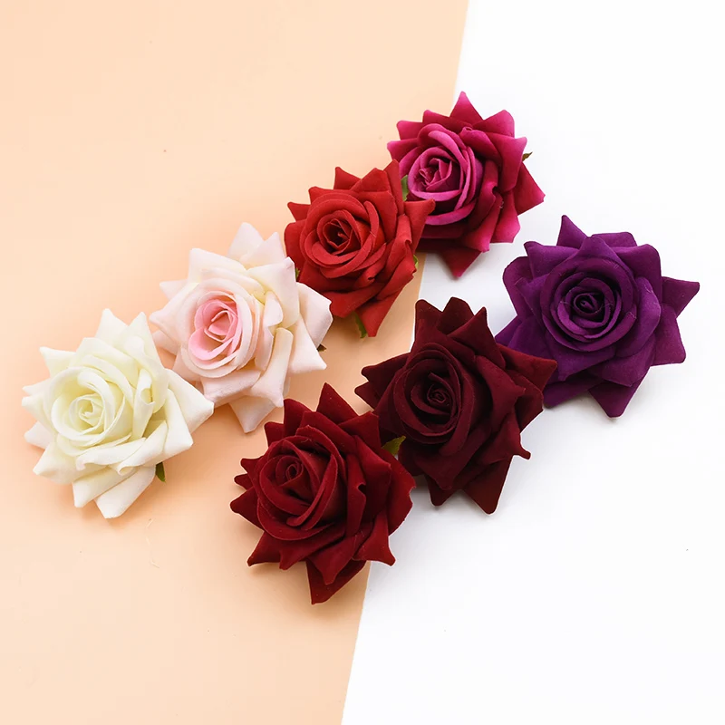 10Pcs Rose Rosse Di Seta Accessori Da Sposa Liquidazione Fiori Artificiali Per La Decorazione Domestica Di Nozze Fai Da Te Un Tappo Regali Scatola Scr