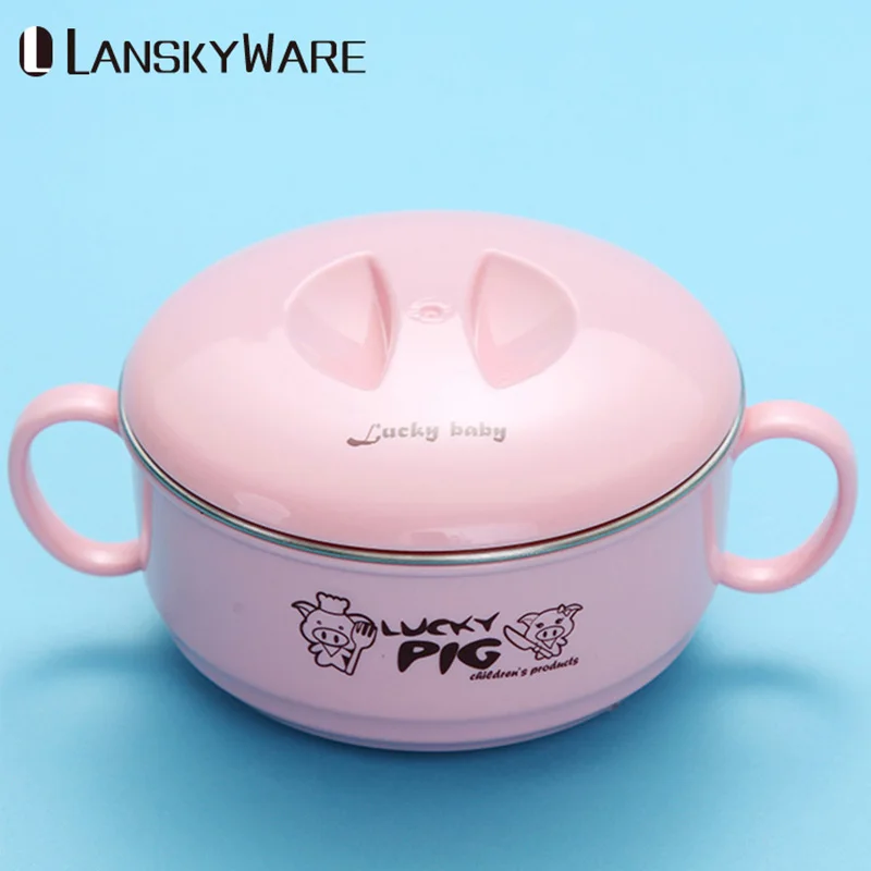 

Baby Feeding Bowls Dishes 304 Stainless Steel Salad Bowl With Lid Kitchen Soup Rice Bowl For Children Food Container Feed Plate