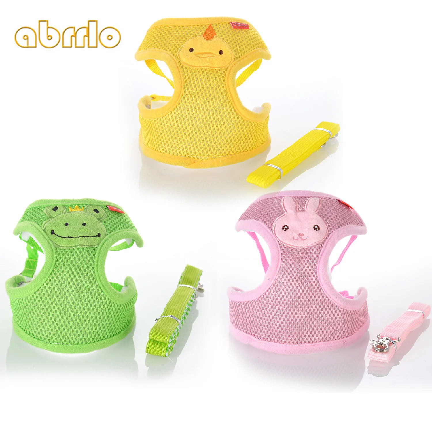 

Abrrlo Pet Thoracic Belt Puppy Dog Harness Leash Back Traction Summer Breathable Mesh Thoracic Back Animal Rabbit Frog Series