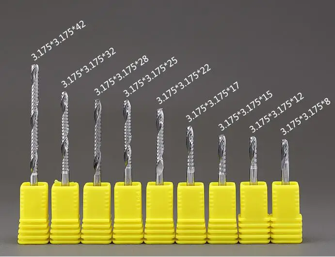 4 шт 2,5 мм Одноместный зубая с ЧПУ фрезы Один Флейта Спираль торцевые фрезы карбида фреза спиральный из ПВХ резак 8 12 15 17 мм
