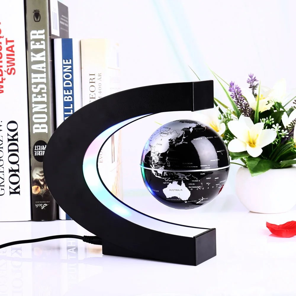 

Novelty C Shape LED World Map Floating Globe Magnetic Levitation Light Antigravity Magic/Novel Lamp Birthday Home Dec Night lamp