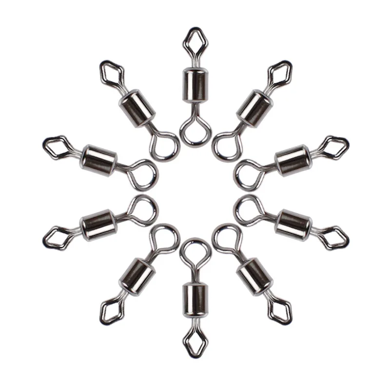 50PCS/Lot High Speed Round And Diamond Eye Rolling Swivels Fishing