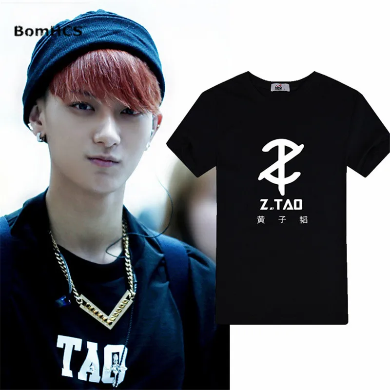 BomHCS Kpop EXO Z. TAO футболка унисекс летняя хлопковая футболка с короткими рукавами Топы поддержка фанатов