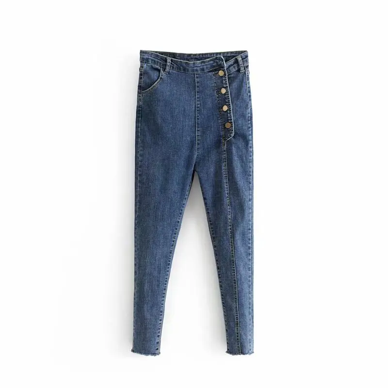Fashion new high waist button stretch casual feet jeans |