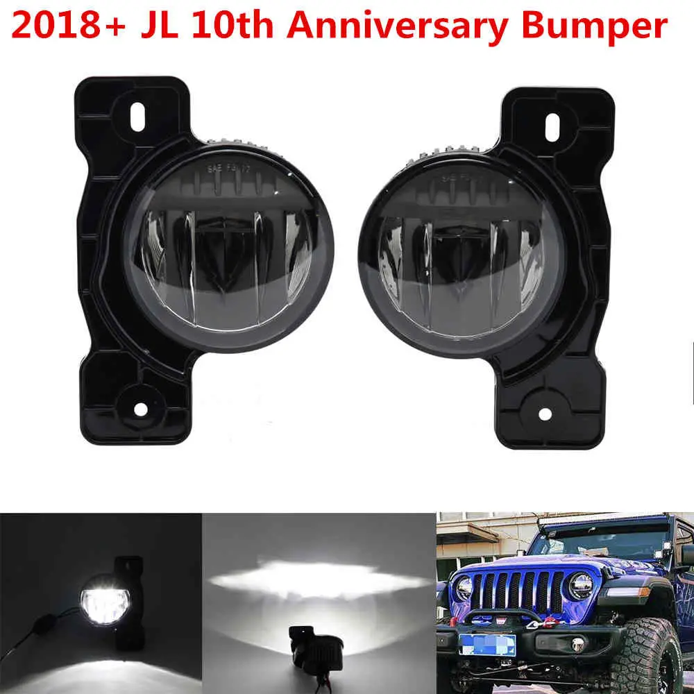 Светодиодный противотуманный фонарь Halo для Jeep Wrangler JL Chrysler Cruiser 4 дюйма светодиодный противотуманный фонарь для Jeep JL 10th anniversary бампер - Цвет: 10th bumper