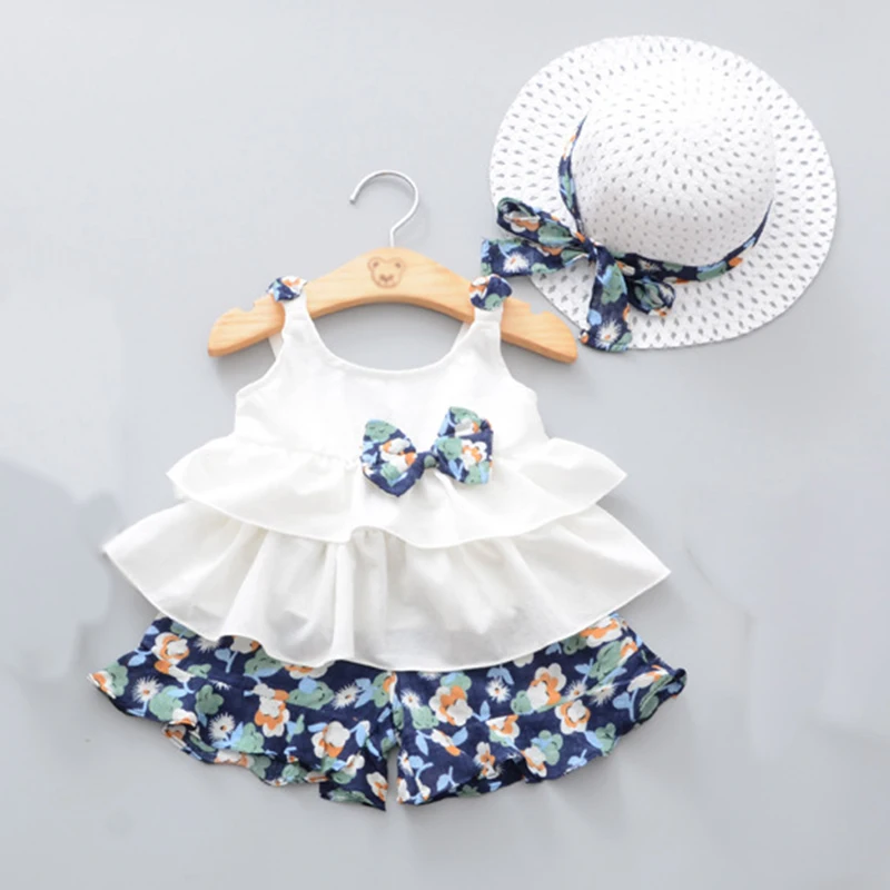 Fashion Beach Baby Set 3pcs Baby Girl Clothes Summer Short Pant Suit