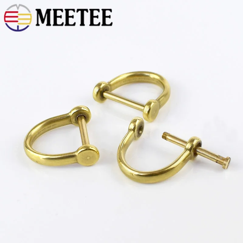 

3Pcs Solid Brass D Shackle Clasp Metal Buckles Keychain Ring Hook Bag Strap Clasps DIY Leather Craft Accessories