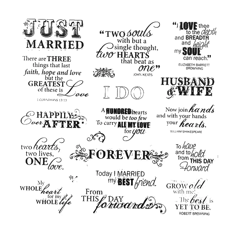 

Marry Celebrate Letter Clear Stamps for Scrapbooking DIY Silicone Seals Photo Album Embossing Folder Paper Maker Template Crafts