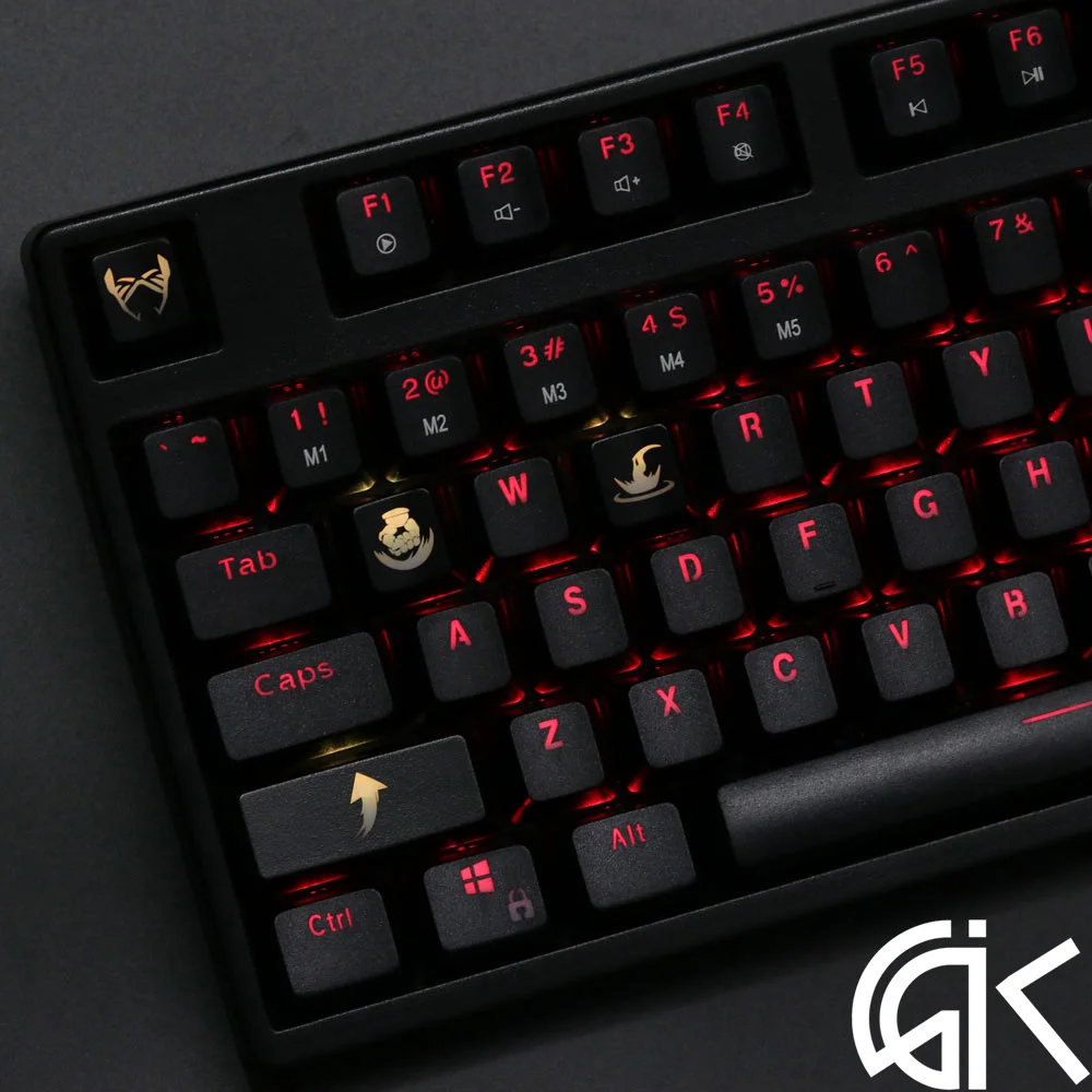 4 шт./компл. keysets подсветка OW ключ Шапки из АБС-пластика с гравировкой клавиши блеск-через для патруля gamer механическая клавиатура ANSI черный