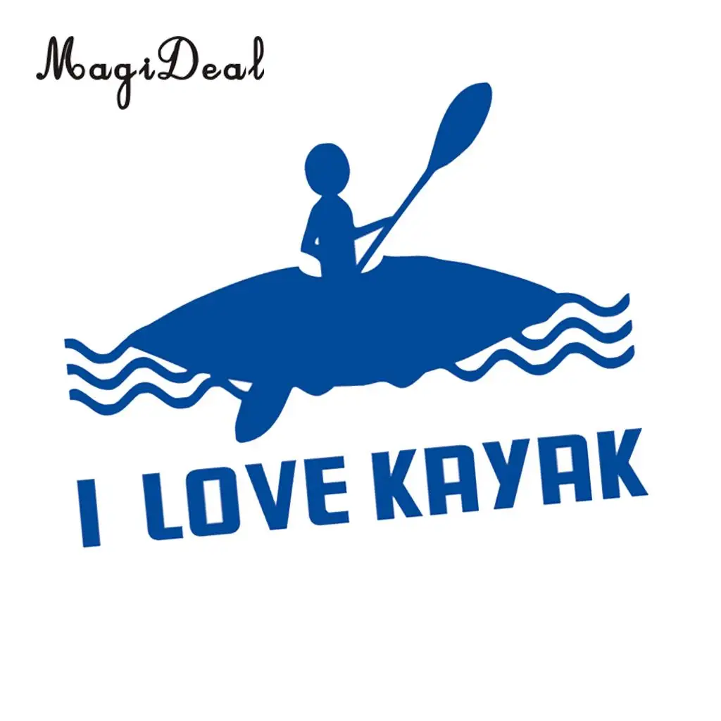 MagiDeal Waterproof 1Pc I LOVE KAYAK Kayak Canoe Stickers for Rowing Boat Funny Decal Cars Window Outdoor Surface Applications