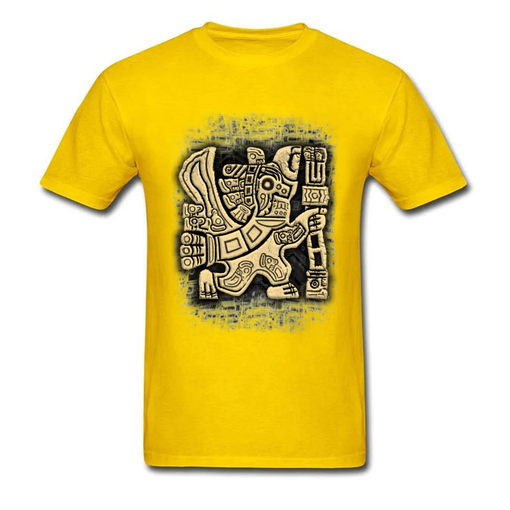 Family Aztec Eagle Warrior Crazy T Shirts Crew Neck Cotton Men Tops Shirts Short Sleeve Summer Fall Crazy Sweatshirts Aztec Eagle Warrior yellow