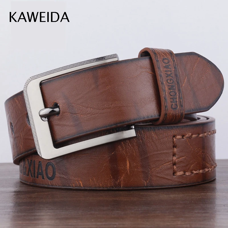 

KAWEIDA 2018 Designer Trending Men's Luxury Brand Genuine Leather Belt Vintage Pin Buckle Street Style Casual Cinto Kemer Riem
