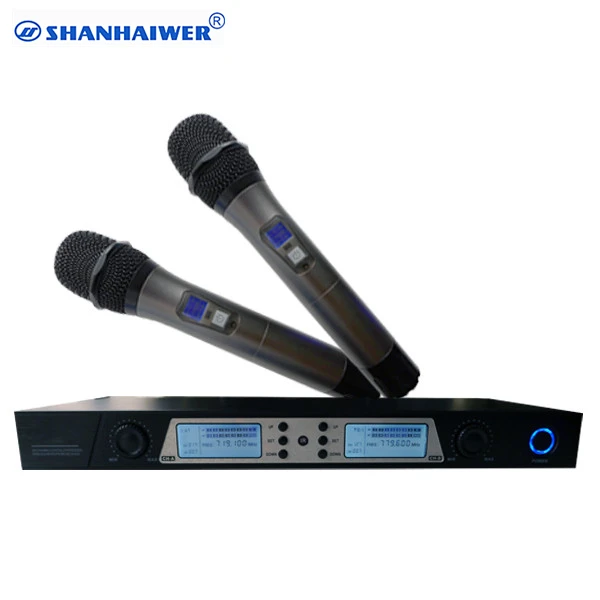 

UHF double channels metal handheld professional ktv wireless microphone LCD IR paring 200CH frequency optional conference mike