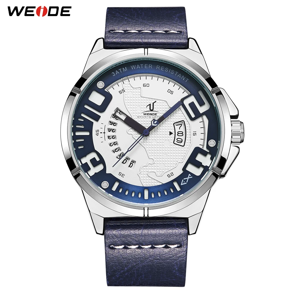 Мужские наручные часы WEIDE с кожаным ремешком аналоговые цифровые кварцевые