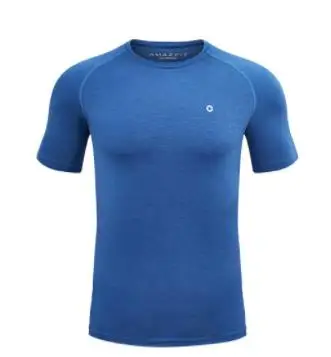 Xiaomi AMAZFIT крутая быстросохнущая футболка Удобная с коротким рукавом дышащая очень эластичная гладкая спортивная одежда - Цвет: blue   XL