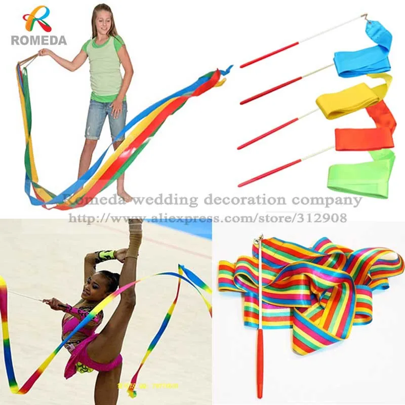 Pack 2Meter Dance Ribbons, Rainbow Streamers Rhythmic Gymnastics