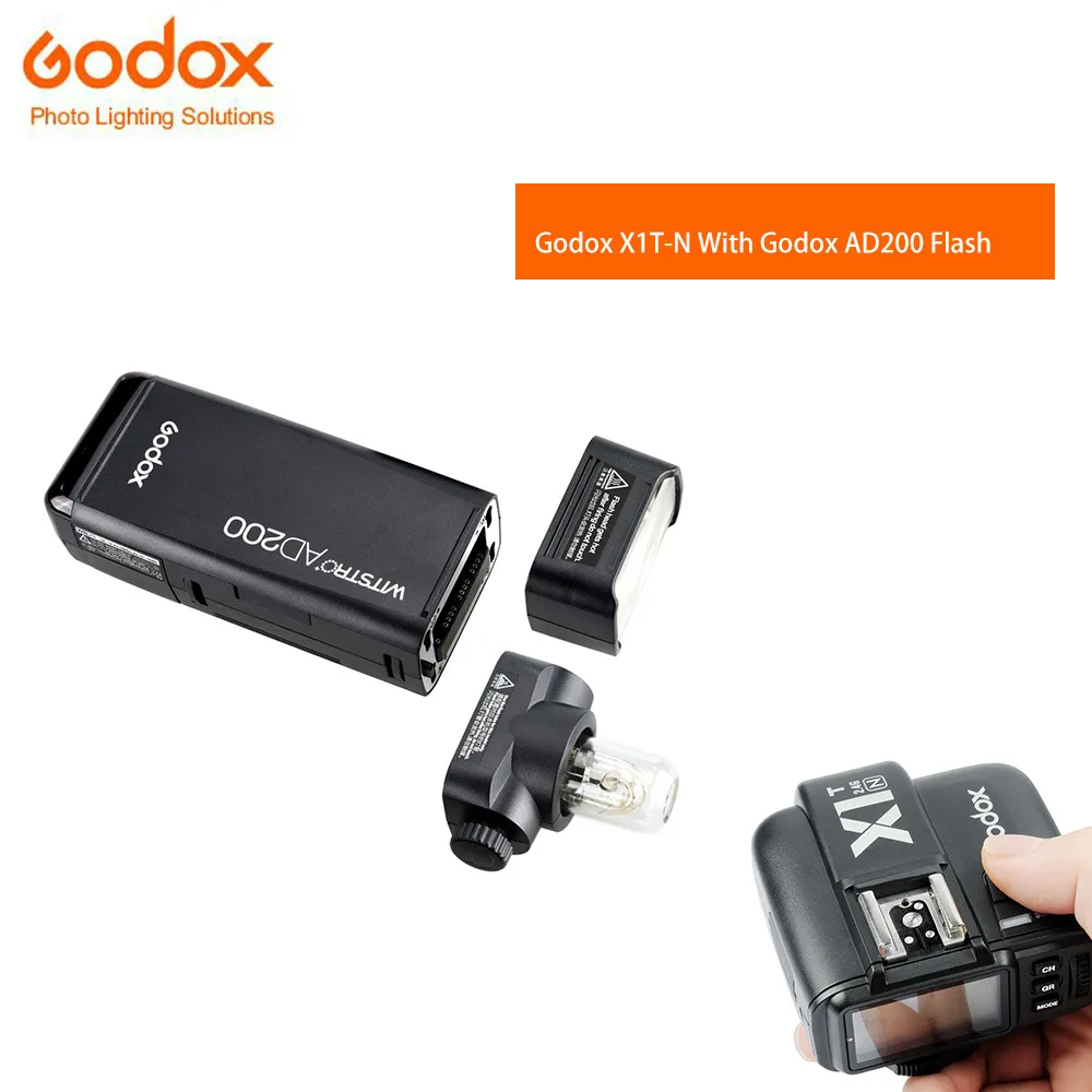 

Godox AD200 Flashes Strobe TTL HSS With X1t-N godox Triggers For For Nikon D800, D700, D7100, D7000, D5200, D5100, D5000