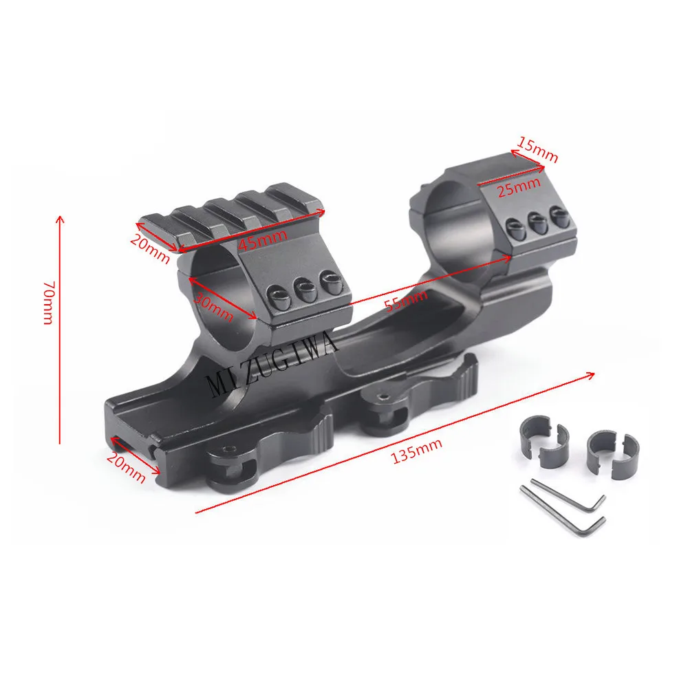 

Tactical QD Quick Release Dual Ring 25.4mm 1inch / 30mm Cantilever Scope Mount Forward Reach for 20mm Rail Picatinny Weaver Pist