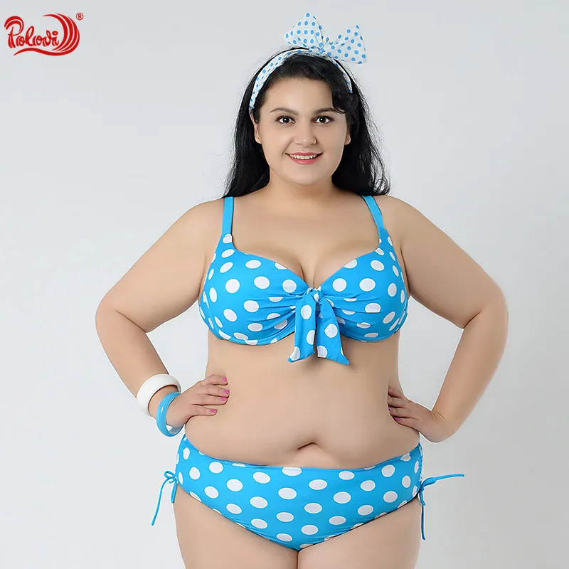

2017 New Women Sexy Plus Size Dot Print Bikini Set Large Bikini