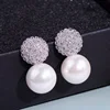 Mode mariage perle bijoux accessoires 925 argent Sterling perle boucles d'oreilles élégant cristaux boucles d'oreilles pour les femmes E1713 ► Photo 1/6