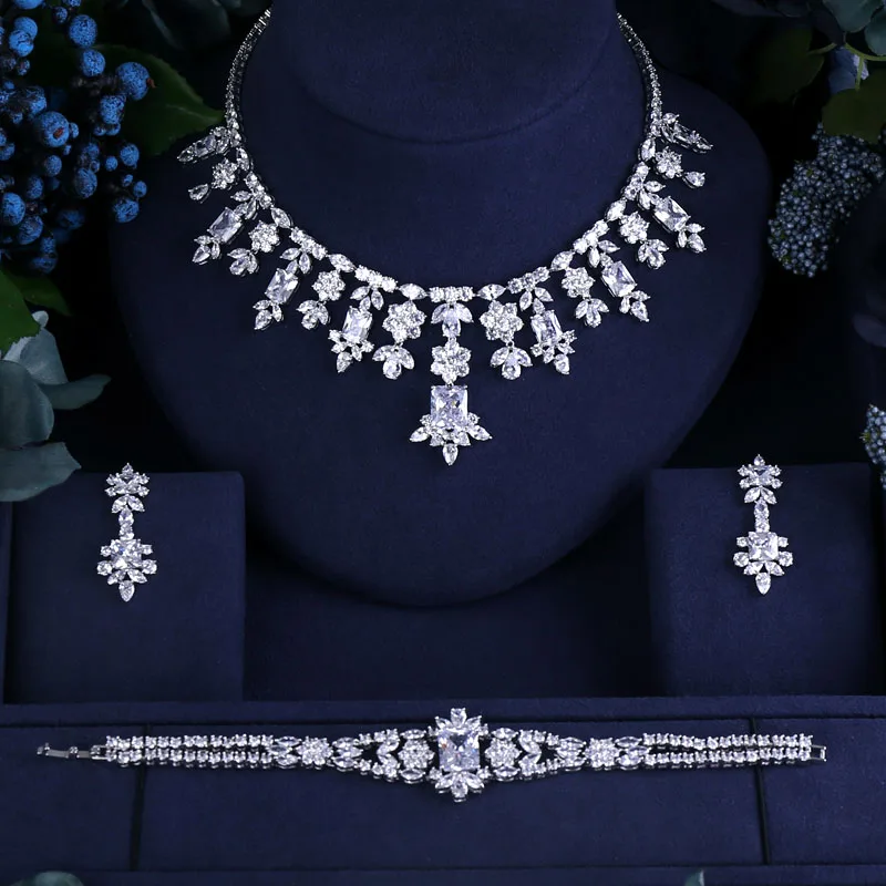 

5 Color Selection ZIRCON EARRINGS NECKLACE BRACELET JEWELRY SET WEDDING DRESS ACCESSARIES FULL SETS