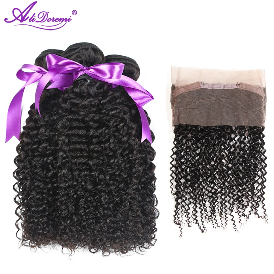 Alidoremi Hair 360 Lace Frontal With Bundles 4Pcs/Lot Malaysian Kinky Curly Bundles With Closure 100% non Remy Human Hair Alidoremi Hair 360 Lace Frontal With Bundles 4Pcs/Lot Malaysian Kinky Curly Bundles With Closure 100% non Remy Human Hair