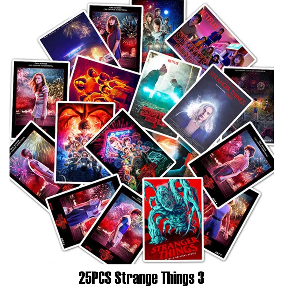 54Pcs Stranger Things 3 Stickers On the Laptop Skateboard Motorcycle Skate Car Anime Stickers Pack For Kids Toys Suitcase Decals