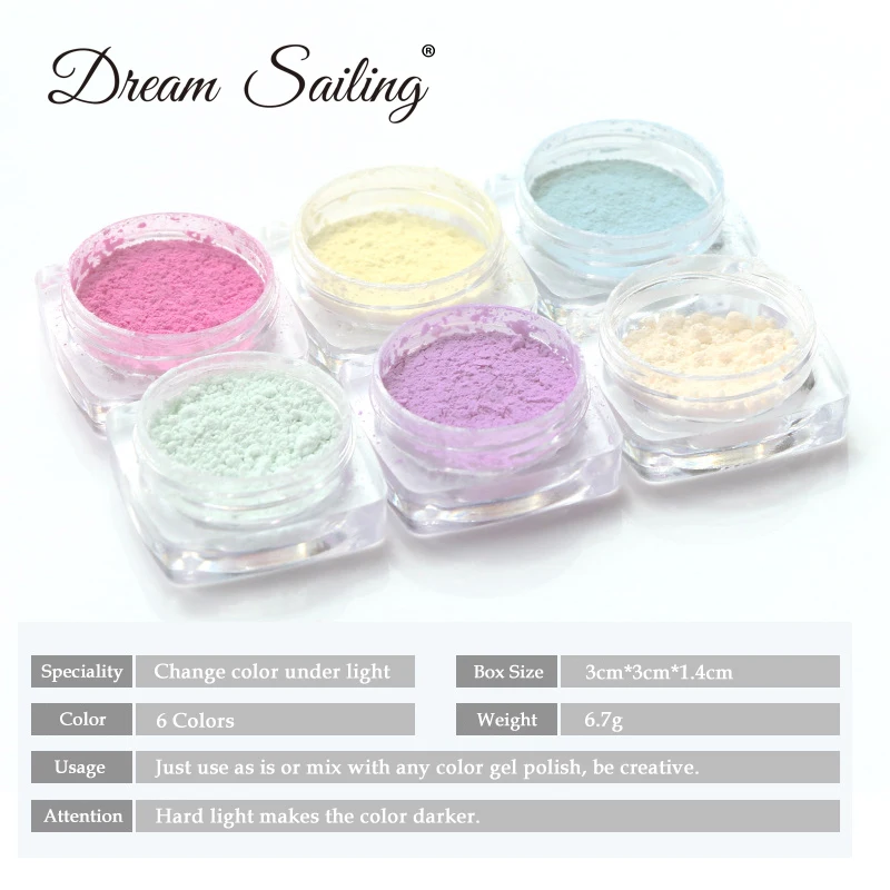 1g Sunlight Sensitive Changing Color Powder UV Light Nail Photochromic Pigment Manicure Nail Art Decoration UV gel polish