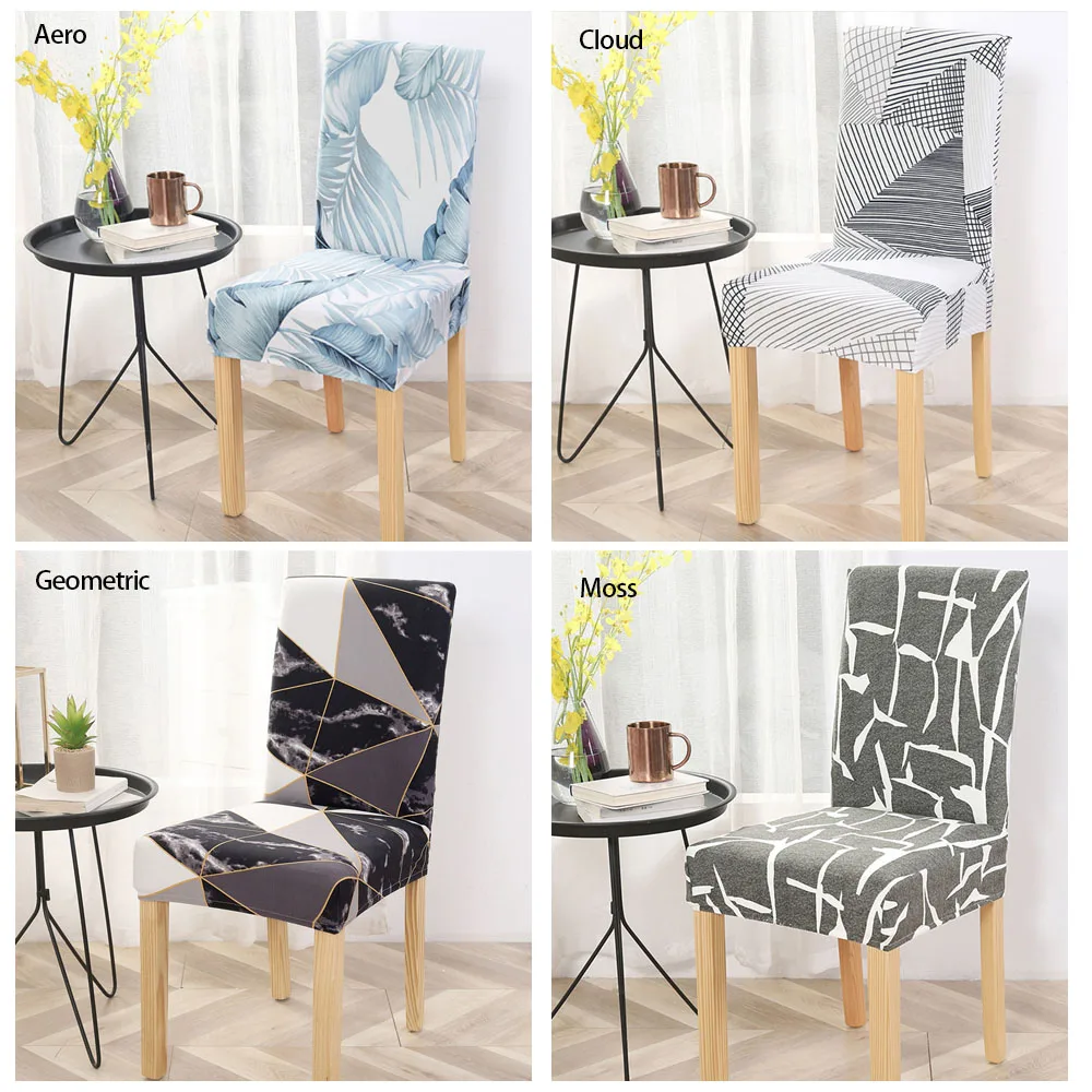 Dining Chair Cover Spandex Universal Printed Kitchen Removable Seat Cover for Banquet Restaurant Party Chair Slipcover 1PC