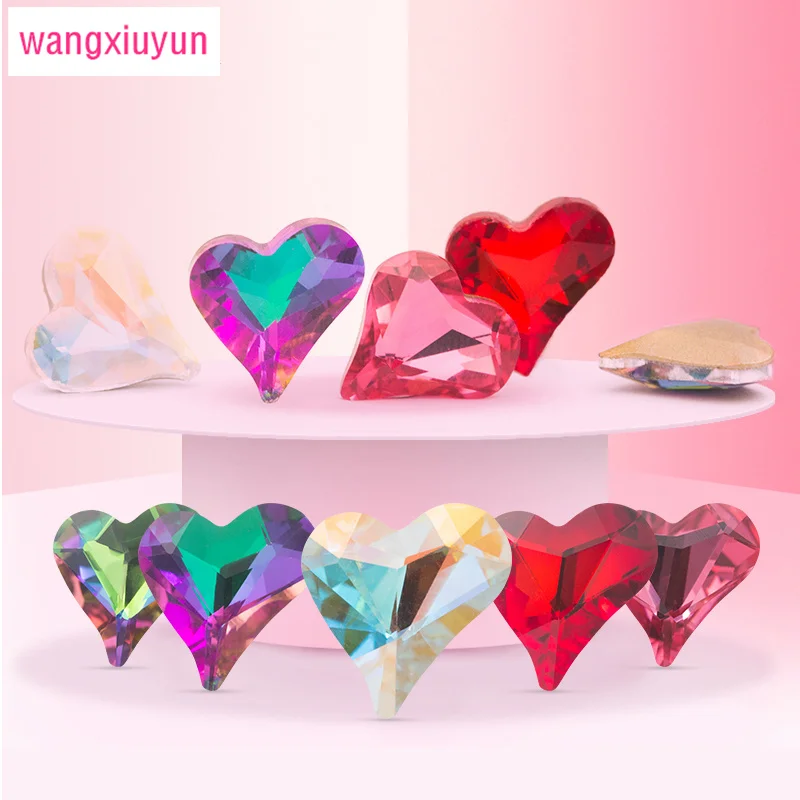 

Glitters Pointback K9 Heart Glass Crystal Rhinestones Applique 3D Nail Art Decoration DIY Wedding Accessories Decorations
