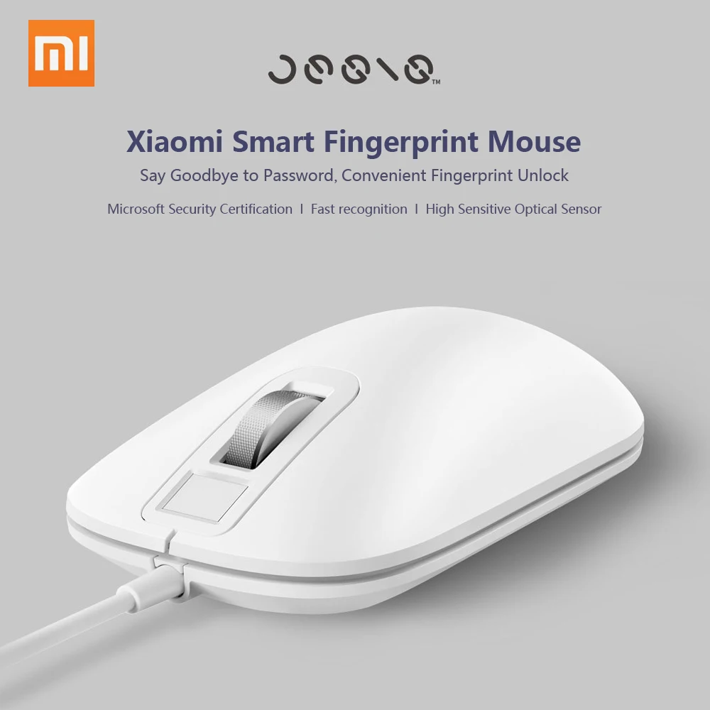 Xiaomi Jessis Идентификация отпечатков пальцев мышь USB интерфейс для Windows 8,1 поверхность ноутбука Настольный компьютер офис проводная мышь