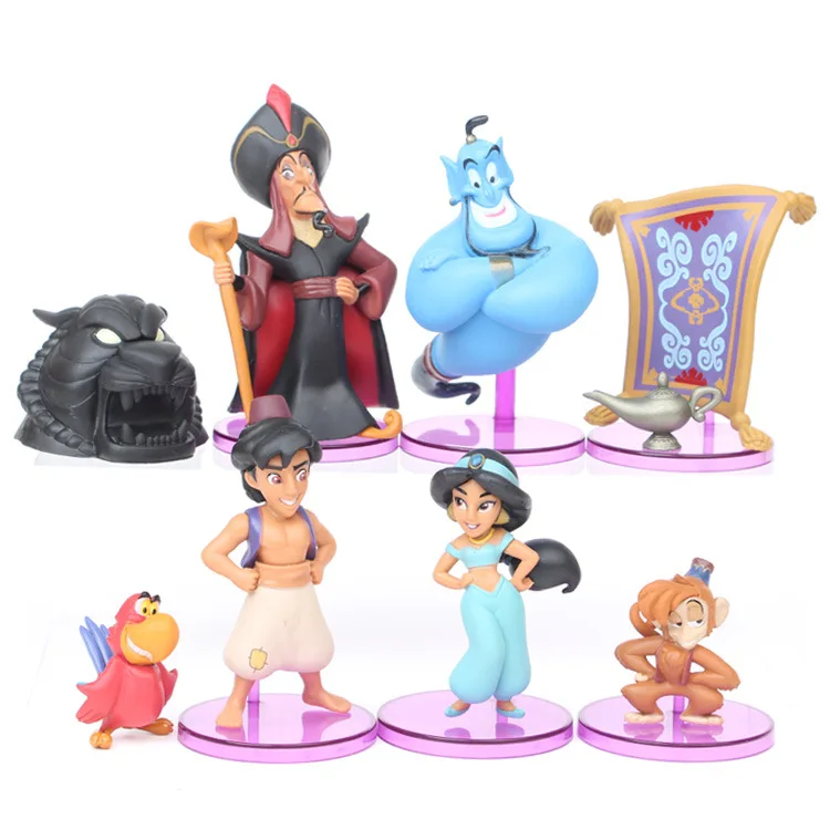 8pcs/set Disney 2-10cm Aladdin Pvc Action Figures Cute Cartoon Princess Doll Jasmine Genie Jafar Toys Models Gift for Childrens 8pcs/set Disney 2-10cm Aladdin Pvc Action Figures Cute Cartoon Princess Doll Jasmine Genie Jafar Toys Models Gift for Childrens