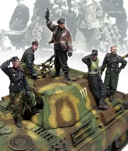 1/35 Resin Figure WW2 German Tank Crew 5pcs/set Model Kits