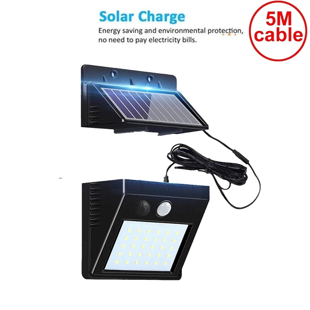 

30 leds solar light split mounting pIR motion sensor led indoor lamp waterproof ip65 for street wall garden patio deck fence new